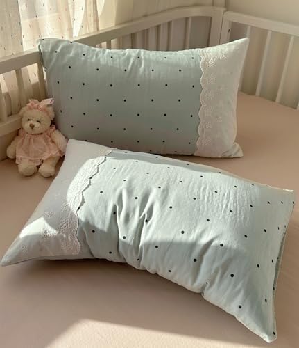 VM VOUGEMARKET White Lace Duvet Cover Set Queen Cute Dots Bedding Set,Soft Microfiber Princess Style Duvet Cover with Zipper Closure,Romantic &Elegant-Sage Green,90"x90"