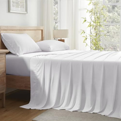 Andency White King Sheets Set 100% Viscose Derived from Bamboo