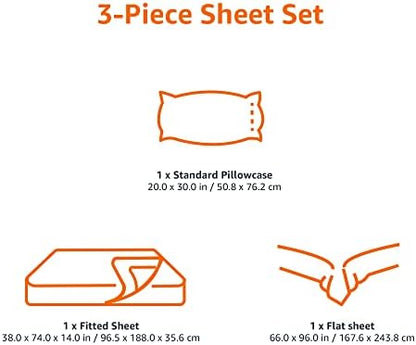Amazon Basics 3 Piece Breathable, Stretchy 100% Cotton Jersey Knit Bed Sheet Set, Includes Flat and Fitted Sheets, Pillowcase, Light Weight, Machine Washable, Twin, Oatmeal, Solid