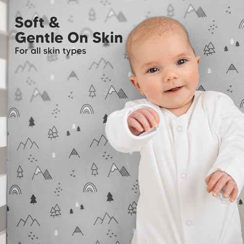 KeaBabies 2pk Organic Cotton Crib Sheets for Boys Girls 52x28, Woodland