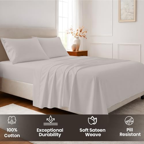SGI bedding 100% Egyptian Cotton Sheets Queen Size – Cooling Sheets, Soft Breathable Silver Bedding, Luxury Bedding, Luxury Hotel Sheet Set, Deep Pocket 16", 4 Piece Set