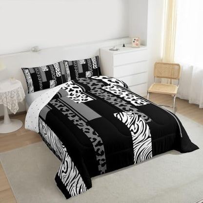 Animal Print Leopard Zebra Comforter Set Full Size Kids Boys Bedding