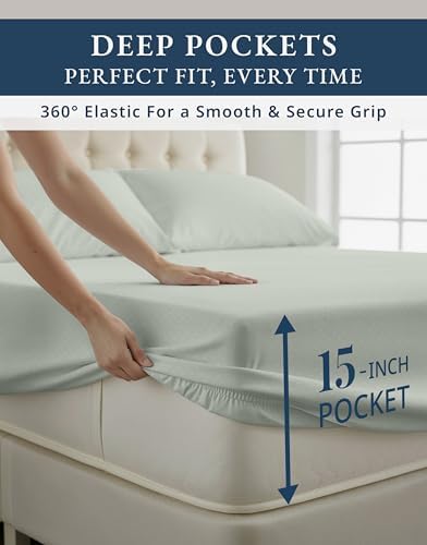 LANE LINEN King Sheets 100% Egyptian Cotton Sateen - Silver Swiss Dot