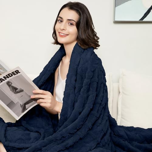 Aganear Fleece Throw Blanket for Couch Sofa 60"x80" Navy