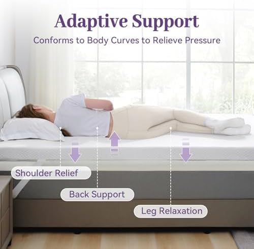 SINWEEK 2 Inch Gel Memory Foam Mattress Topper Twin XL Size/Twin Extra Long, Ventilated High Density Pad for Back Pain, Bed Topper with Removable Soft Cover, CertiPUR-US Certified