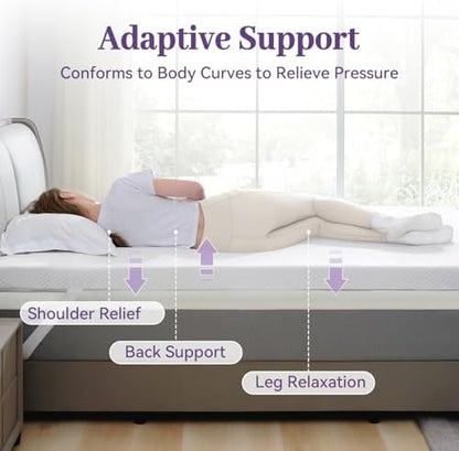 SINWEEK 2 Inch Gel Memory Foam Mattress Topper Twin XL Size/Twin Extra Long, Ventilated High Density Pad for Back Pain, Bed Topper with Removable Soft Cover, CertiPUR-US Certified