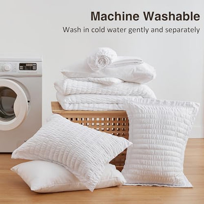 Love's cabin Seersucker White Queen Comforter Set