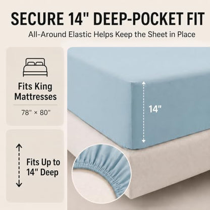CozyLux King Size Comforter Set Light Blue - 7 Pieces Bed in a Bag