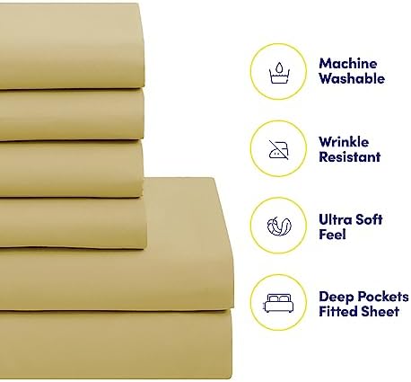 Sweet Home Collection 7 Piece Comforter Set Bag Solid Color All Season Soft Down Alternative Blanket & Luxurious Microfiber Bed Sheets, Camel, Full