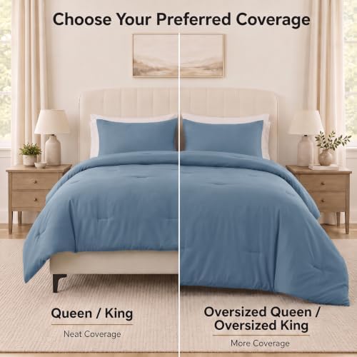 CozyLux Twin Comforter Set, 2 Pieces Down Alternative Bedding, Grayish Blue