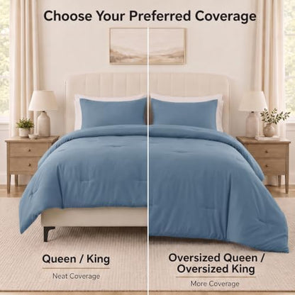 CozyLux Twin Comforter Set, 2 Pieces Down Alternative Bedding, Grayish Blue