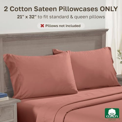 California Design Den 600 TC Set of 2 Queen Pillow Cases, Terracotta