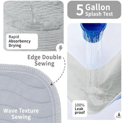 Accompagner Incontinence Bed Pads Washable Waterproof, Ultra-Absorbent Reusable Underpads for Diaper Changing, Nursing, Bedridden, Adults, Seniors, Kids and Dogs (Pearl Gray, 24"x24"(Pack of 6))