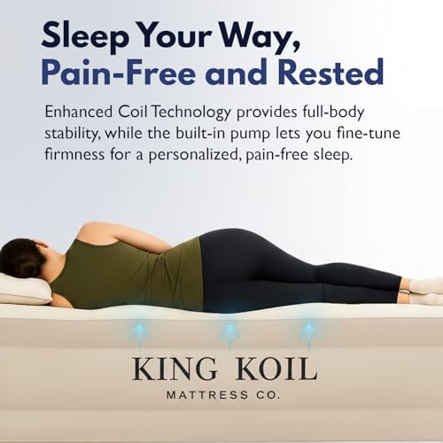 King Koil Air Mattress Full with Built-in Pump, Inflatable Blow Up Bed