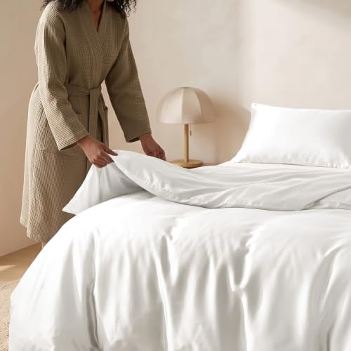 EverGrace 100% Rayon from Bamboo Duvet Cover Set, King Size, Bright White