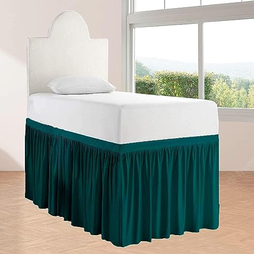 Twin XL 36" Inch Drop Long Dorm Bed Skirt, Ruffled Pattern College Dorm Room Bed Skirts, Split Corner, Easy Care, No Wrinkle Microfiber Bed Skirt