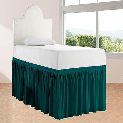 Twin XL 36" Inch Drop Long Dorm Bed Skirt, Ruffled Pattern College Dorm Room Bed Skirts, Split Corner, Easy Care, No Wrinkle Microfiber Bed Skirt