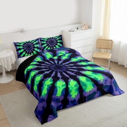 Feelyou Tie Dye Comforter Set Toddler Size 3Pcs for Kids Boys Girls
