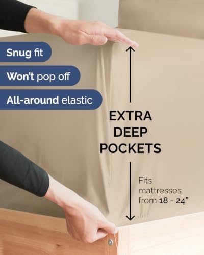 Extra Deep Flex Top Split Head King Sheet Set - 6pc Cooling Sheets - Cream