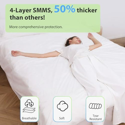 2 Pack Disposable Bed Sheet Queen Size Disposable Fitted Sheets for Travel