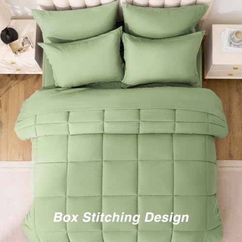 Love's cabin Plaid Twin Comforter Set, Sage