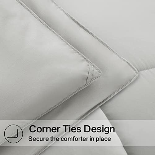 EASELAND Twin XL Down Alternative Comforter, Light Grey, 68x92 Inches