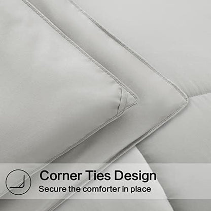 EASELAND King Size Down Alternative Comforter, Light Grey, 90x102 Inches