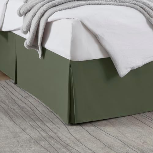 Nestl Olive Green Twin XL Bed Skirt - Twin XL Size Bed Skirt 14 Inch Drop - Brushed Microfiber Bed Skirts - Hotel Quality Pleated Bed Skirt - Shrinkage & Fade Resistant