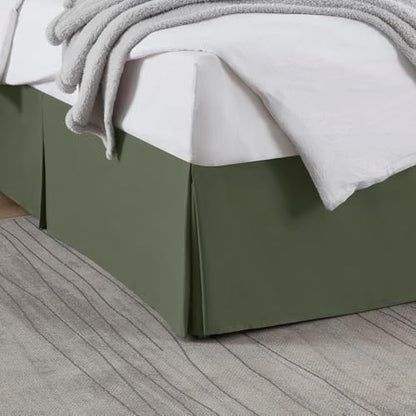 Nestl Olive Green Twin XL Bed Skirt - Twin XL Size Bed Skirt 14 Inch Drop - Brushed Microfiber Bed Skirts - Hotel Quality Pleated Bed Skirt - Shrinkage & Fade Resistant