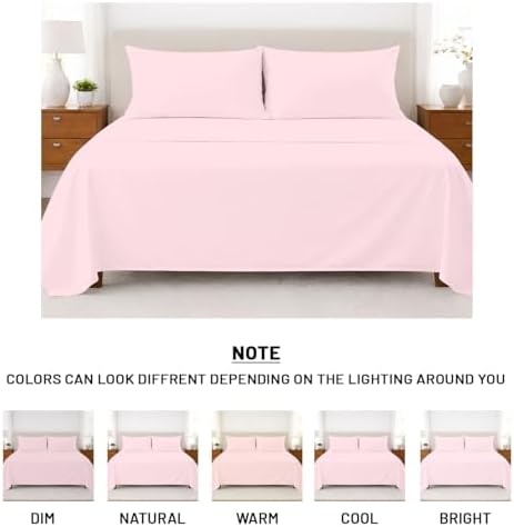 SGI bedding 100% Egyptian Cotton Sheets RV King Size – Cooling Sheets, Soft Breathable Blush Bedding, Luxury Bedding, Luxury Hotel Sheet Set, Deep Pocket 16", 4 Piece Set