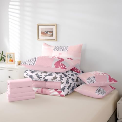 Feelyou Cute Dinosaur 7 Piece Bedding Set Twin Size for Kids
