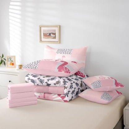 Feelyou Cute Dinosaur 7 Piece Bedding Set Twin Size for Kids