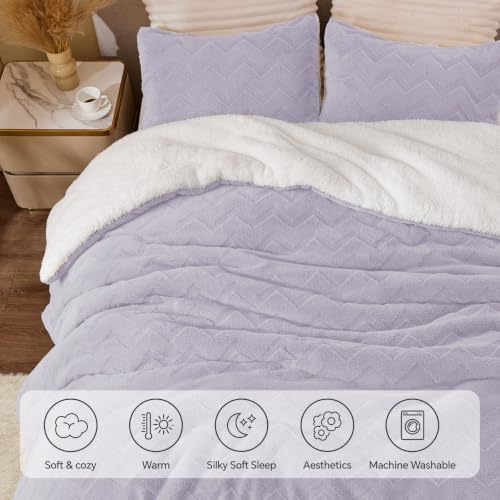 BEDELITE Fluffy Sherpa Twin Comforter Set,Lavender