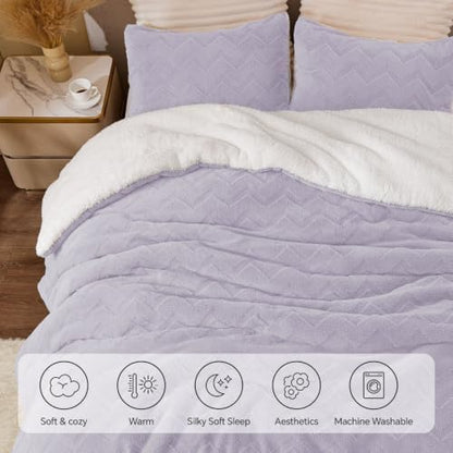 BEDELITE Fluffy Sherpa Twin Comforter Set,Lavender
