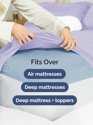 Extra Deep Pocket Twin XL Size Sheet Set - Breathable & Cooling - Lavender