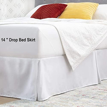 Premium Quality 800-TC Box Pleated 60x80 Queen Size Bed Skirt 14" Inch Drop Length with Split Corners 100% Egyptian Cotton Easy Fit Wrinkle Free & Fade Resistance