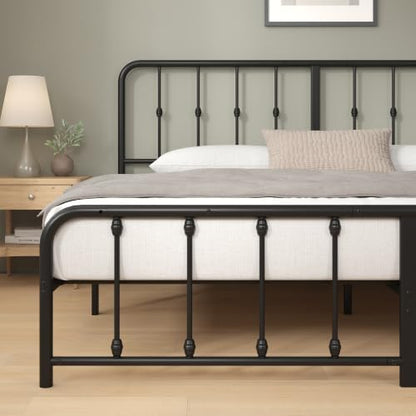 Zinus Leonardo Metal Platform Bed Frame, Victorian Spindle Headboard, King