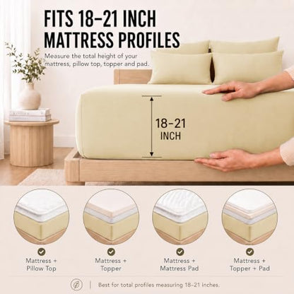 CozyLux Cal King Sheet Set 6-Piece, 21-Inch Deep Pocket, Soft Brushed Feel