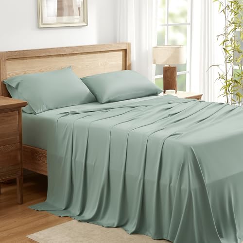 Andency Sage Green King Sheets Set 100% Viscose Derived from Bamboo