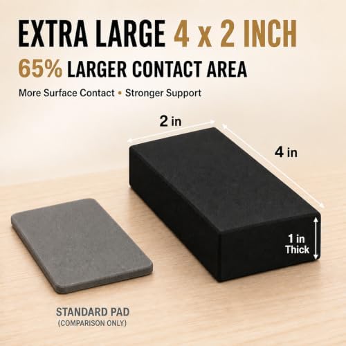 LveSunny 24Pcs Extra Large Headboard Stoppers for Wall, 4 x 2 Inch EVA Foam Furniture Wall Protectors, 8Pcs 1 Inch Thick + 16Pcs 0.2 Inch Thick Bed Frame Noise Stoppers, Couch Wall Spacers, Black