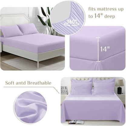JOLLYVOGUE Twin Comforter Set, Ultra-Soft Bed in a Bag Twin Size 5 Pieces, Oeko-TEX Certified Bedding Set with Down Alternative Comforter, Sheets, Pillowcases & Shams, Lavender