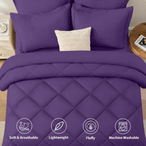 FUANNA Full Size Comforter Sets 7 Pieces, Luxury Bed Set, Soft Bed in a Bag