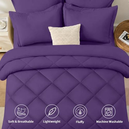FUANNA Full Size Comforter Sets 7 Pieces, Luxury Bed Set, Soft Bed in a Bag