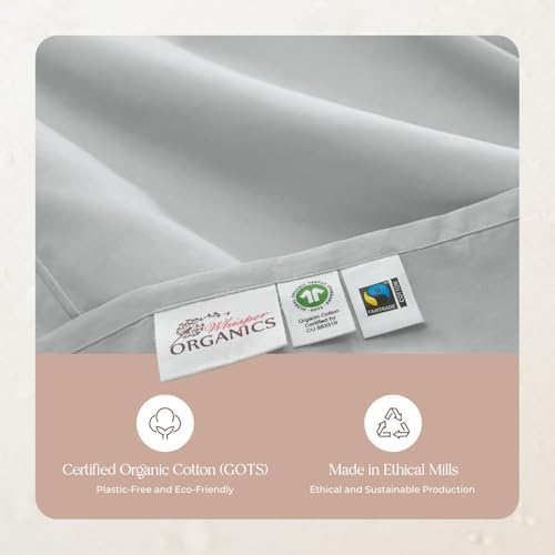 100% Organic Cotton Pillow Cases Queen Size Set of 2-100% Cotton Pillowcases GOTS Certified 300 Thread Count - Naturally Cooling Comfortable Breathable & Soft Pillow Cases (Shore, Queen)