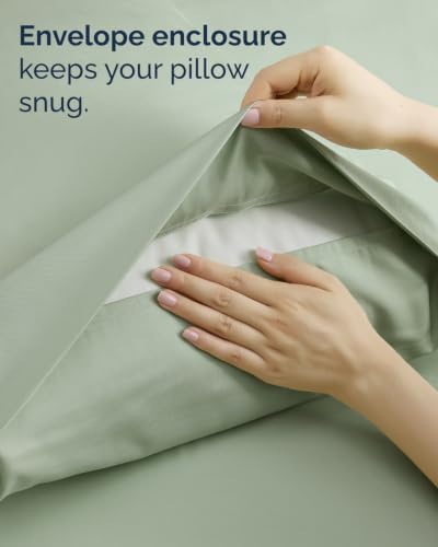 Split King 7 Piece Bed Sheet Set - Comfy, Breathable & Cooling - Eucalyptus
