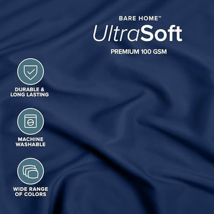 Bare Home Full XL Fitted Sheet - 1800 Ultra-Soft (Full XL, Dark Blue)