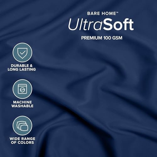 Bare Home Fitted Sheet - 1800 Ultra-Soft (Queen Short, Dark Blue)