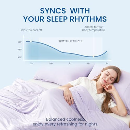 Cozy Bliss Cooling Comforter Twin Size, Reversible Lightweight Cooling Blankets for Hot Sleepers and Night Sweats, Q-Max>0.45 Soft Breathable Silky Smooth Summer Comforter, Lavender Purple, 68"x90"