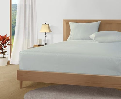 LANE LINEN 100% Egyptian Cotton Sheets King Sateen - Mineral Swiss Dot