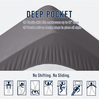 OLANLY King Quilted Fitted Mattress Pad, Down Alternative Fill, Dark Grey